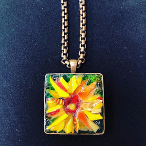 Square Sunflower Mosaic Jewelry