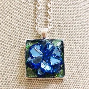 Royal Blue Flower Necklace Mosaic Jewelry