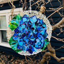 Load image into Gallery viewer, 4.5&quot; Blue Hydrangea  Mosaic Sun Catcher