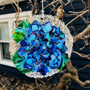 4.5" Blue Hydrangea  Mosaic Sun Catcher