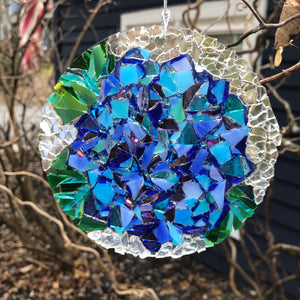 3” Blue Hydrangea  Mosaic Sun Catcher